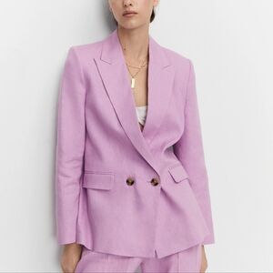 Mango 100% linen suit blazer Sz XS
